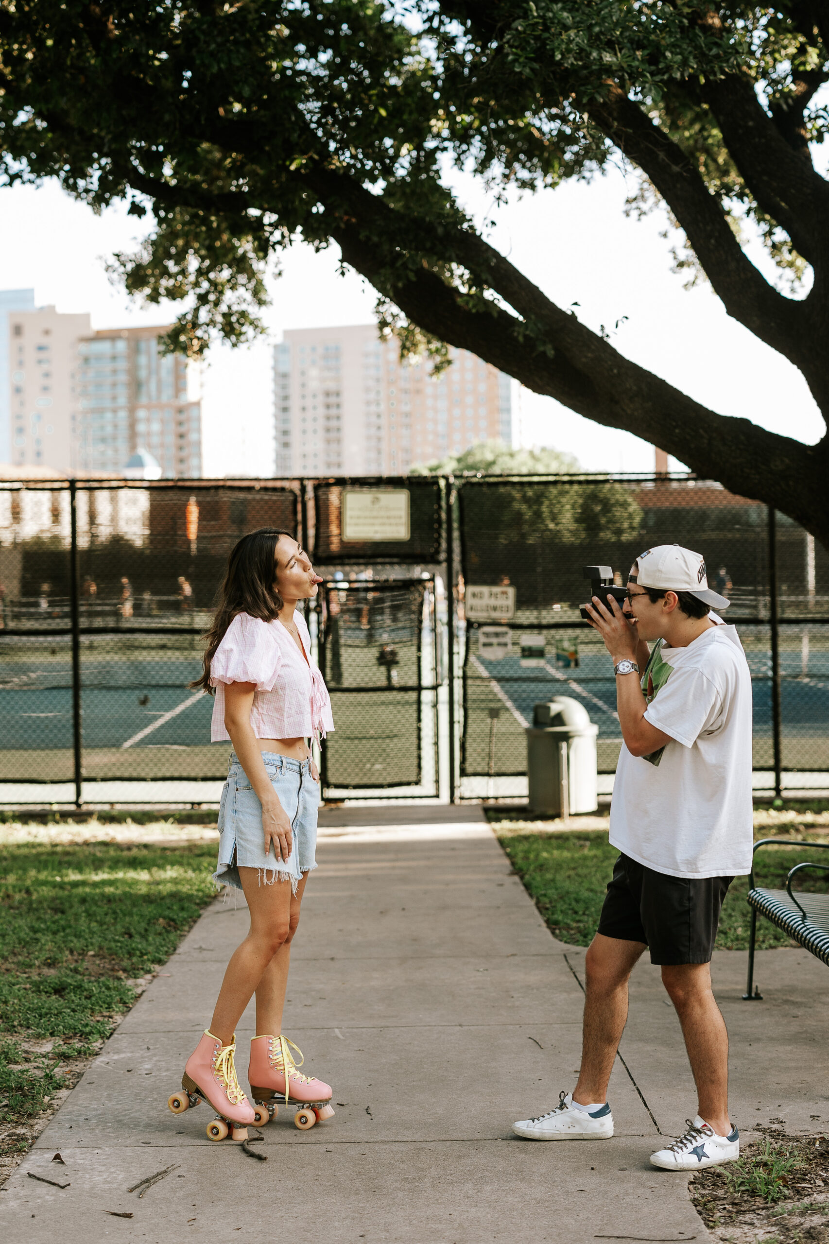 Skating Urban Engagement Photos at Cole Tennis Park in Dallas